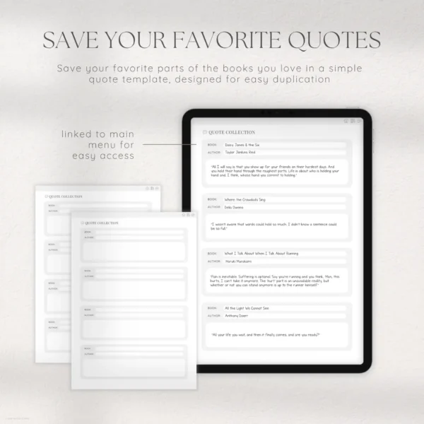Minimal Digital Reading Journal