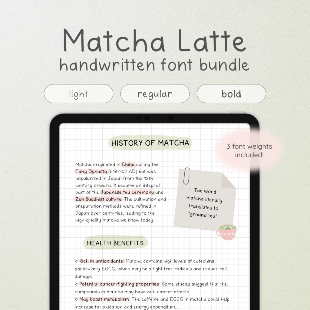 Matcha Latte Handwritten Font Bundle