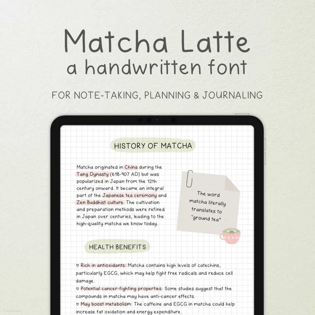 Matcha Latte Handwritten Font