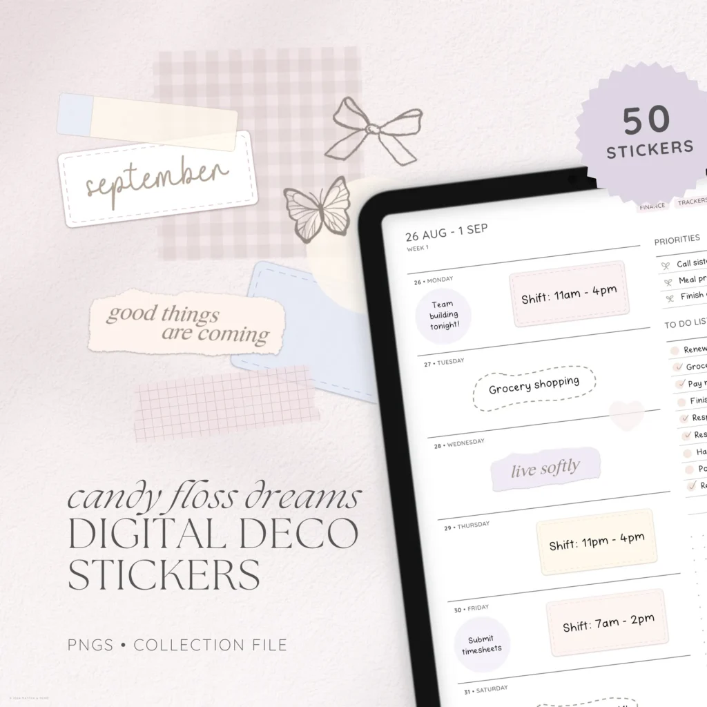 Candy Floss Dreams Digital Deco Stickers