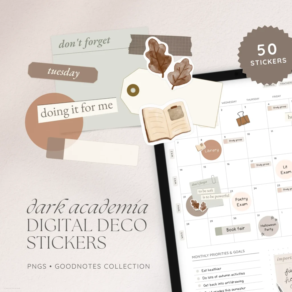 Dark Academia Digital Deco Stickers