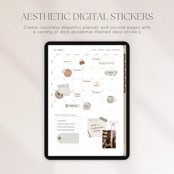 Dark Academia Digital Deco Stickers