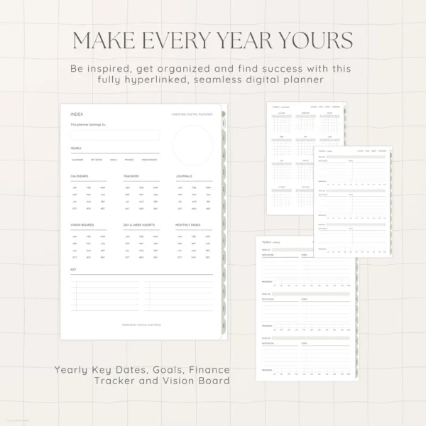 Undated Digital Planner - Matcha Version