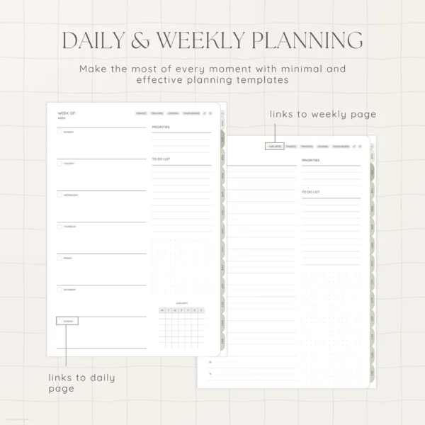 Undated Digital Planner - Matcha Version