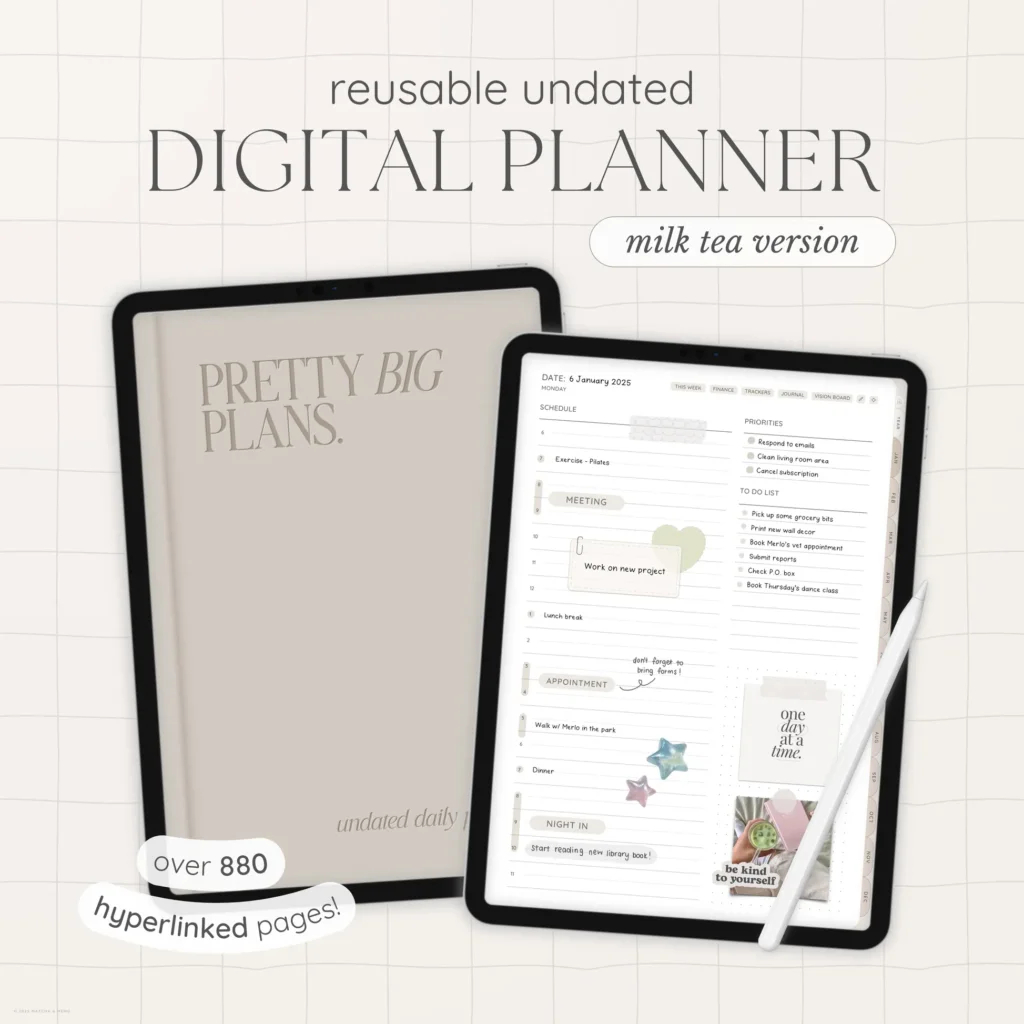 Undated Digital Planner - Milk Tea Version