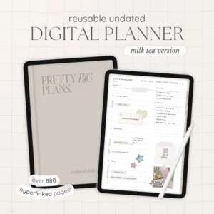 Undated Digital Planner - Milk Tea Version