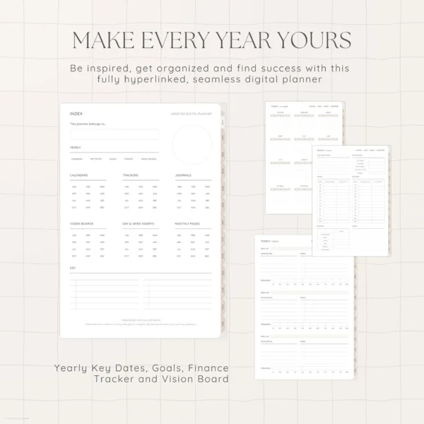 Undated Digital Planner - Milk Tea Version