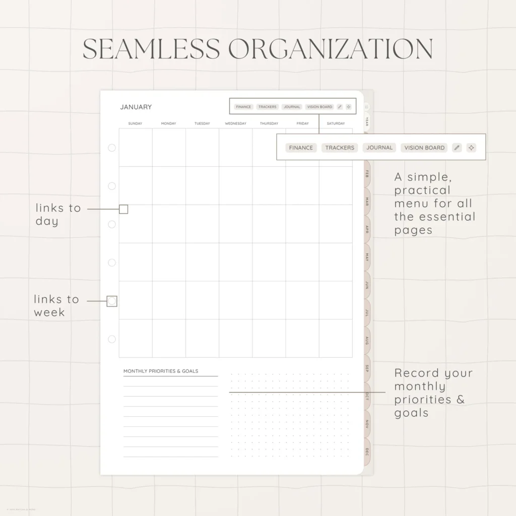 Undated Digital Planner - Milk Tea Version