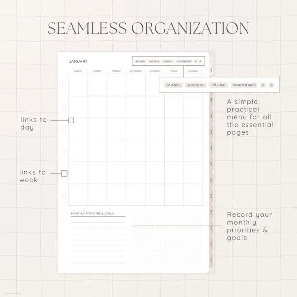 Undated Digital Planner - Milk Tea Version