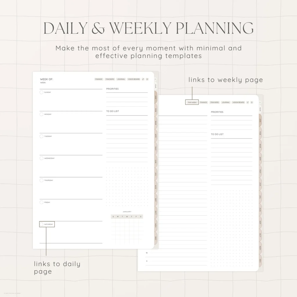 Undated Digital Planner - Milk Tea Version