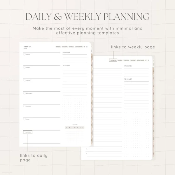 Undated Digital Planner - Milk Tea Version