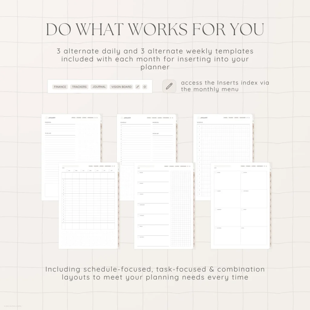 Undated Digital Planner - Milk Tea Version
