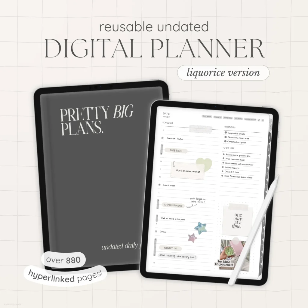 Undated Digital Planner - Liquorice Version