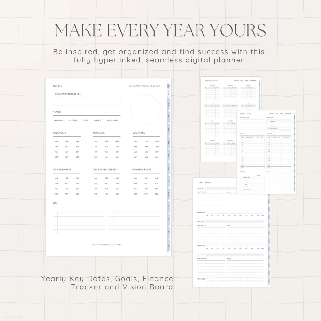 Undated Digital Planner - Seashore Version