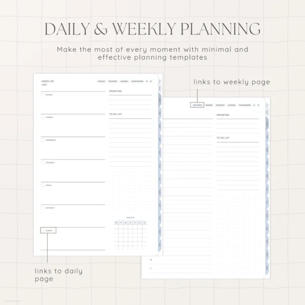 Undated Digital Planner - Seashore Version