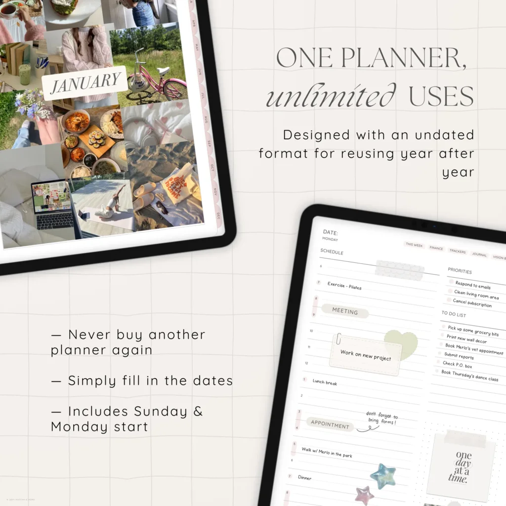 Undated Digital Planner - Sakura Version