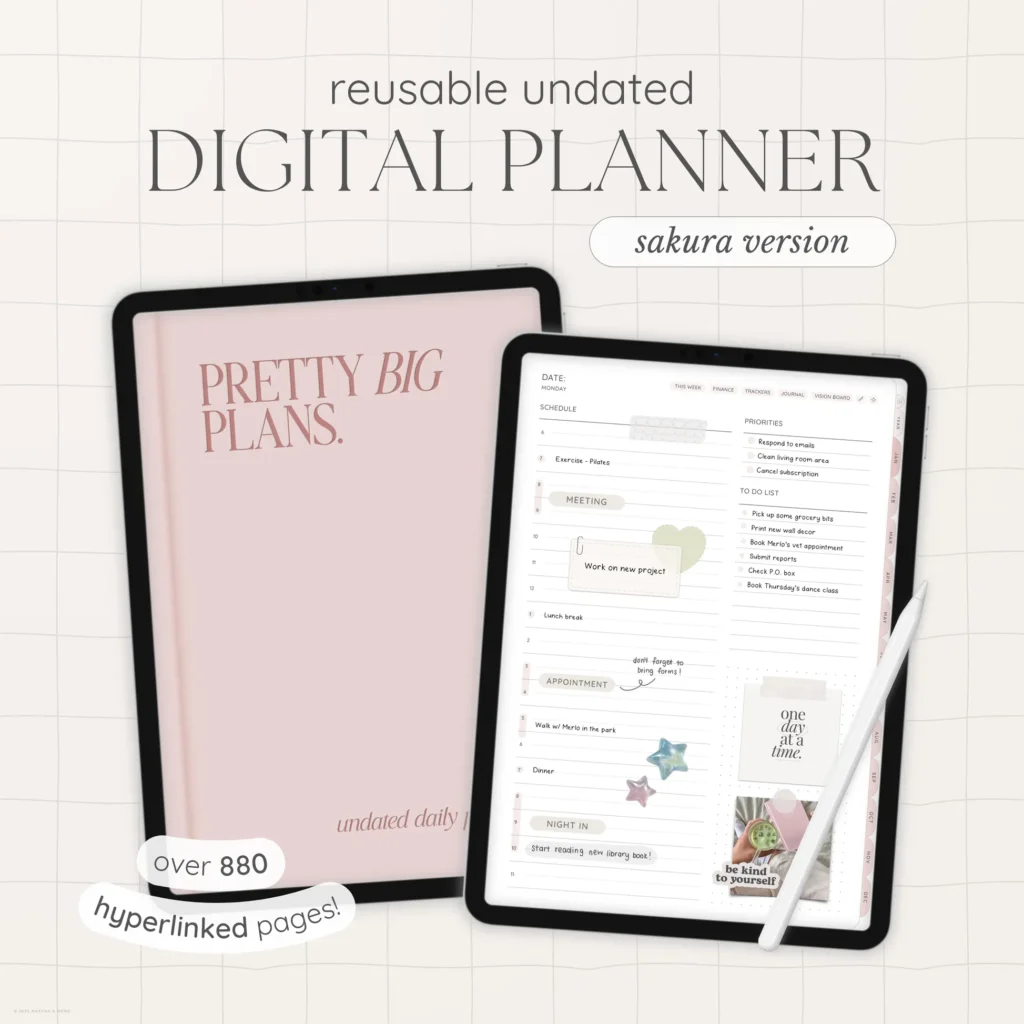 Undated Digital Planner - Sakura Version