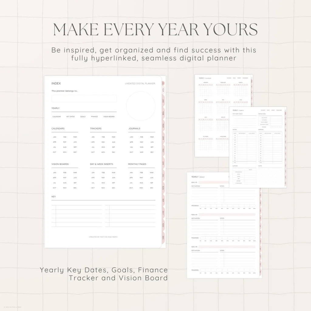 Undated Digital Planner - Sakura Version