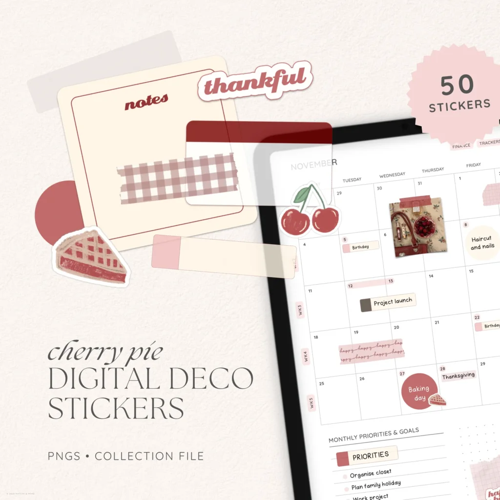 Cherry Pie Digital Deco Stickers