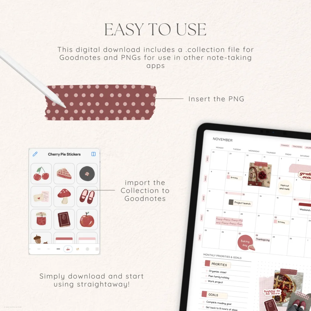 Cherry Pie Digital Deco Stickers