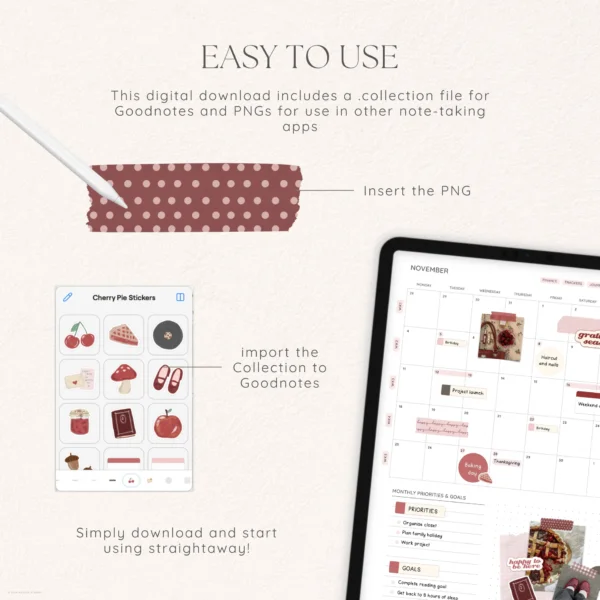 Cherry Pie Digital Deco Stickers