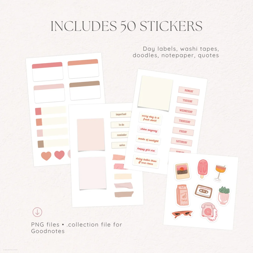Sweet Sunset Digital Deco Stickers