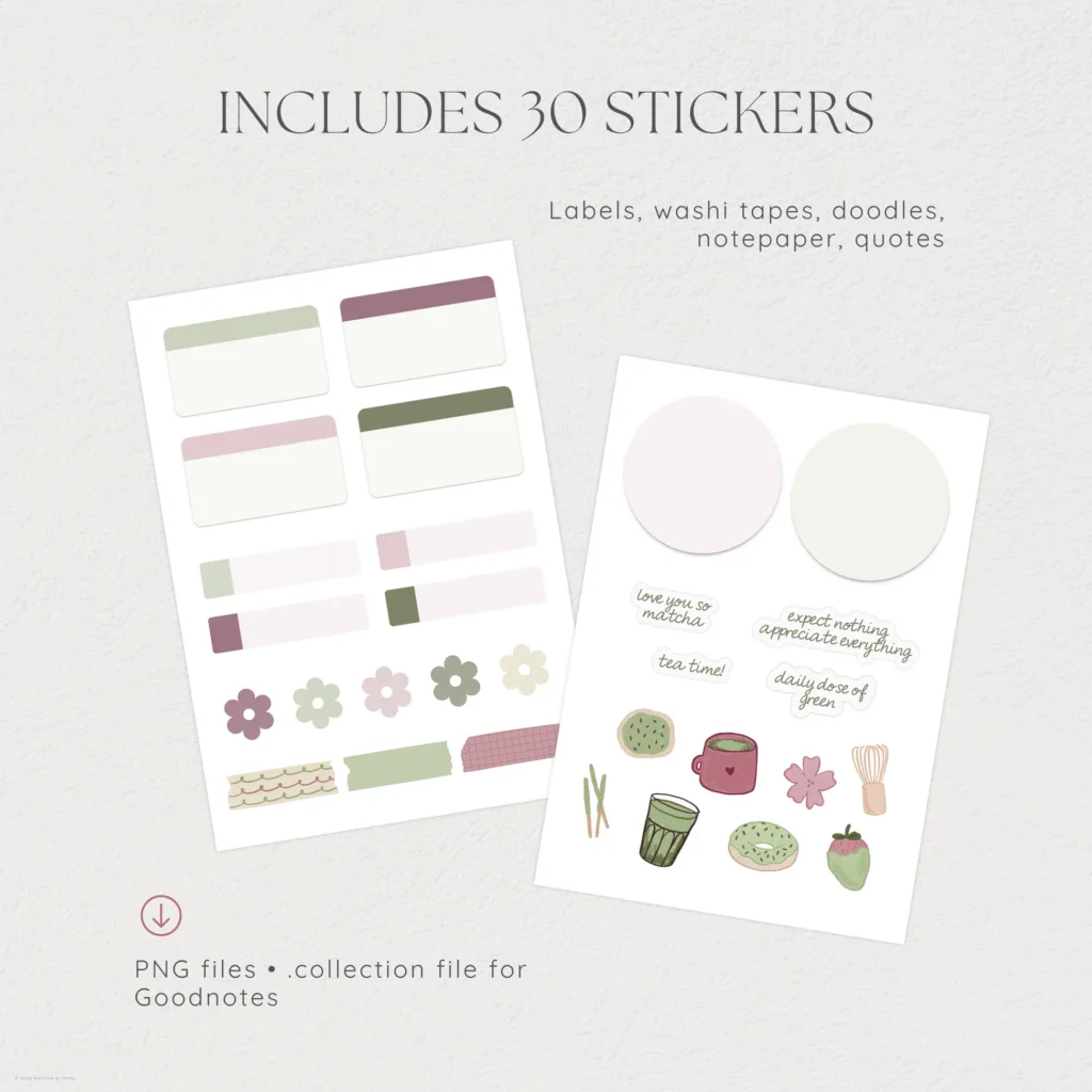 Matcha Tea Digital Deco Stickers