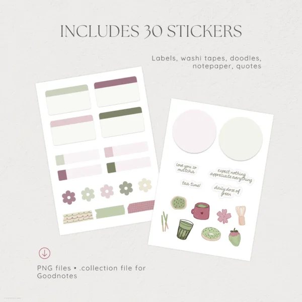 Matcha Tea Digital Deco Stickers