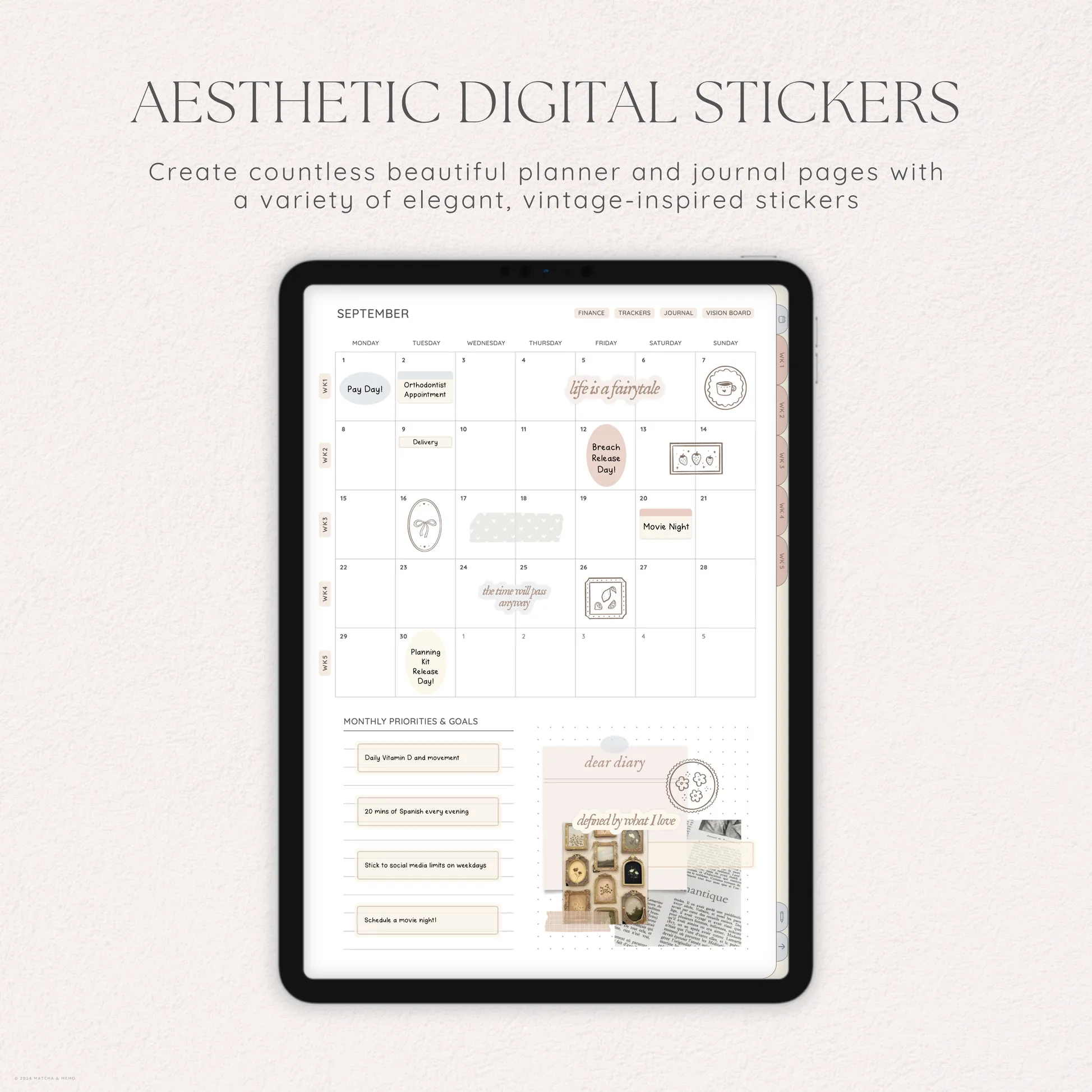 Vintage Diary Digital Deco Stickers - Image 2