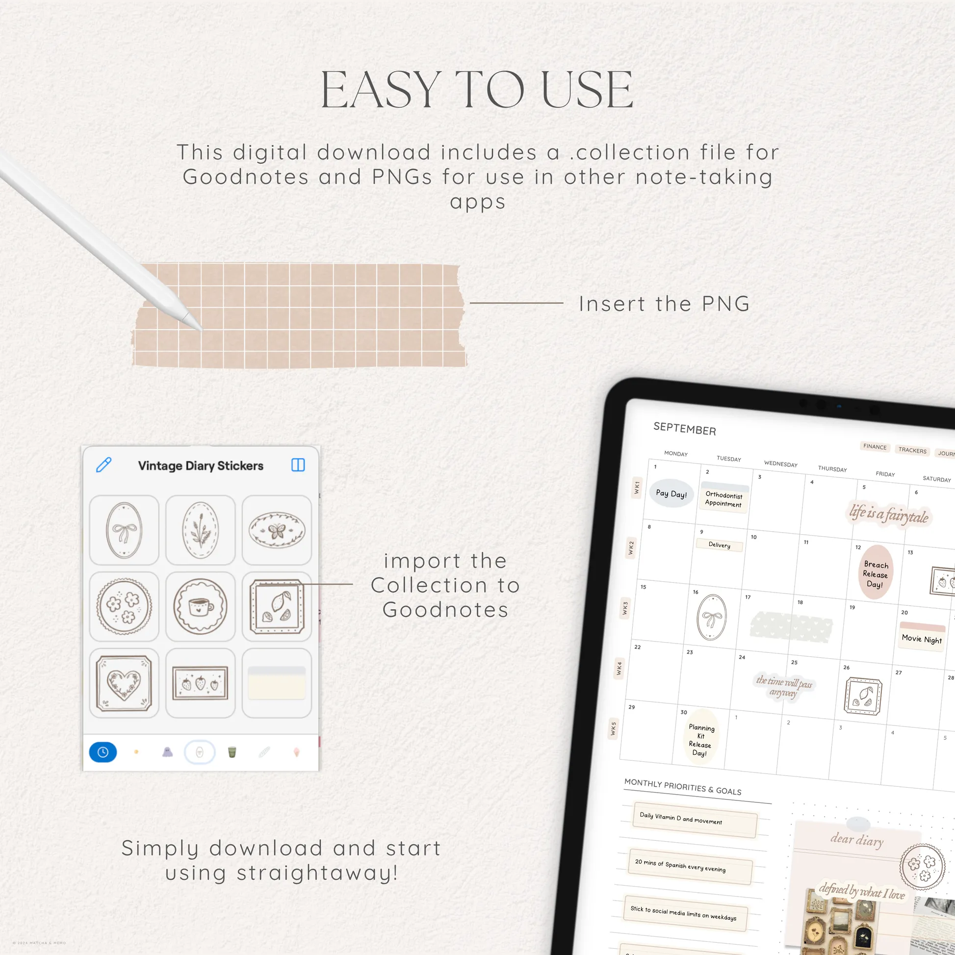 Vintage Diary Digital Deco Stickers - Image 4